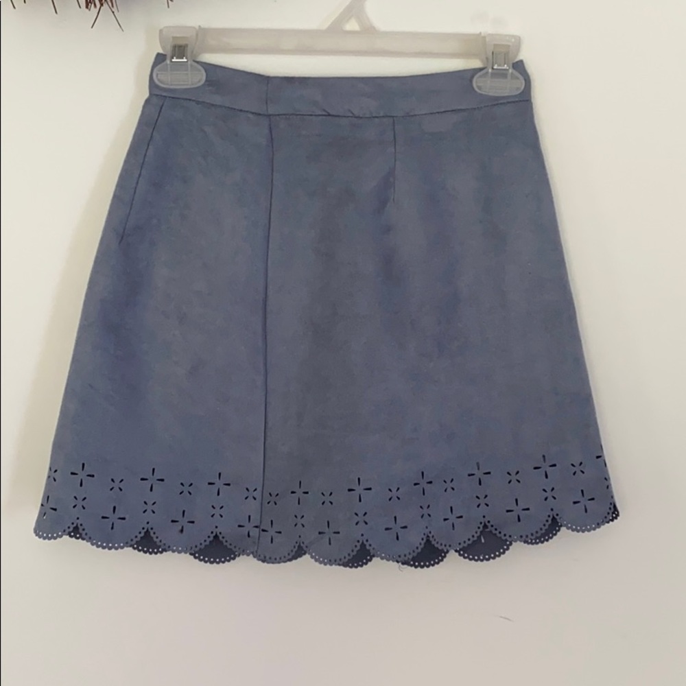 Blue Scalloped mini skirt